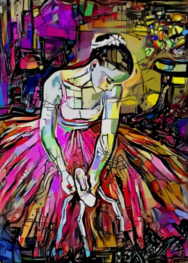 Repose pointes - Mix-media on panel - 70 x 50 cm-