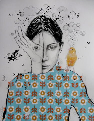 Dessin intitulée "encre de chine" par Catherine Cornec, Œuvre d'art originale