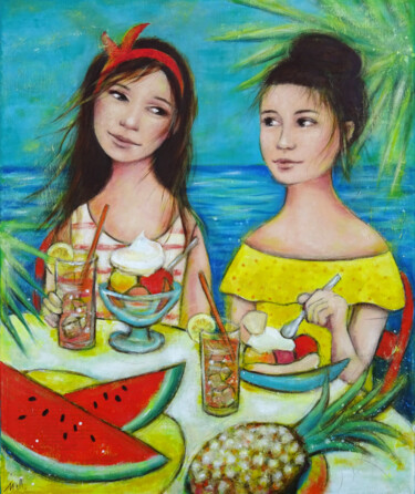 绘画 标题为“Le temps de l'été” 由Isabelle Milloz, 原创艺术品, 丙烯 安装在木质担架架上
