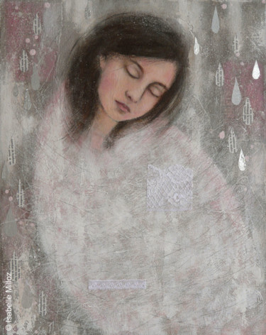 Painting titled "Cocon" by Isabelle Milloz, Original Artwork, Acrylic Mounted on Wood Stretcher frame