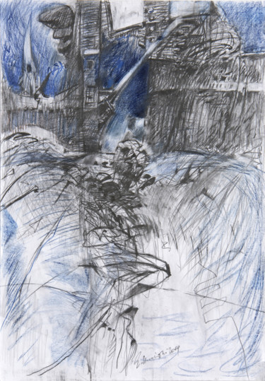 图画 标题为“Wzlecieć | To Fly Up” 由Edward Umiński, 原创艺术品, 木炭