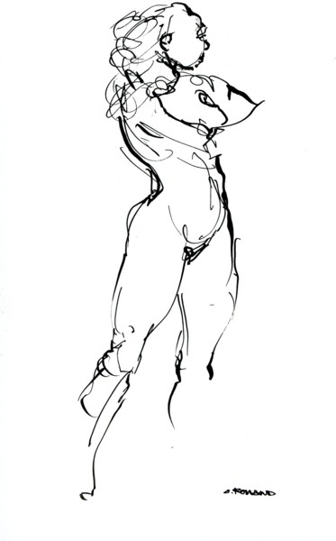 Dessin intitulée "12,5x20 2019 5" par Christian Rolland, Œuvre d'art originale, Encre