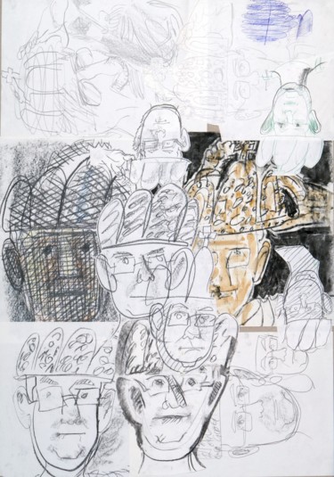 图画 标题为“Sammlung von Selbst…” 由Adrian Uncrut, 原创艺术品, 粉笔