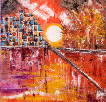 Painting titled "Sunset I" by Artist Supreetha, Original Artwork, Acrylic