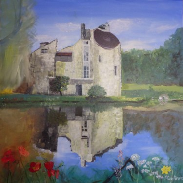 Château de la chasse en fleurs Peinture intitulée "Château de la chass…" par Pascale Coutoux, Œuvre d'art originale, Acrylique