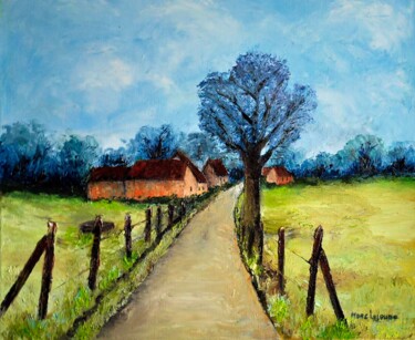 Peinture intitulée "campagne-du-nord" par Marc Lejeune, Œuvre d'art originale, Huile