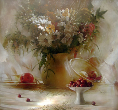 Картина под названием "Still life with che…" - Sergey And Vera, Подлинное произведение искусства, Масло