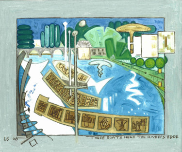 Three Boats Near The Rivers Edge
