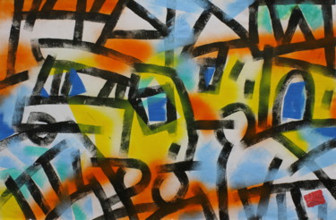 绘画 标题为“Yellow bus.” 由Sergey Rudensky, 原创艺术品, 喷枪