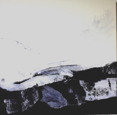 Painting titled "Noir Glacé II" by Leylane Ferret, Original Artwork, Oil Mounted on Wood Stretcher frame