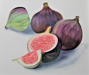 Painting titled "les figues - aquare…" by Patricia Giroldini Hyvernat, Original Artwork, Watercolor