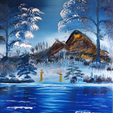 Peinture intitulée "moon reflect 2" par Pascal Jung, Œuvre d'art originale, Huile
