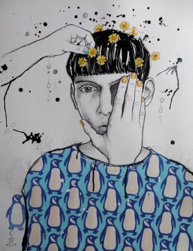 Dessin intitulée "encre de chine" par Catherine Cornec, Œuvre d'art originale
