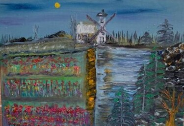 Peinture intitulée "Le moulin" par Pascal Jung, Œuvre d'art originale, Huile