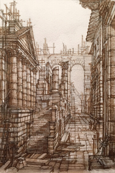 Peinture intitulée "Imagination No. 5" par Andrei Svistunov, Œuvre d'art originale, Encre