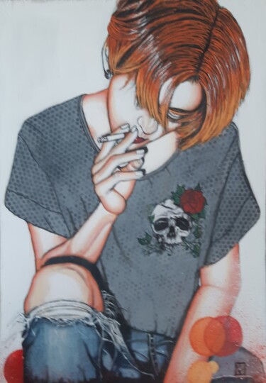 Peinture intitulée "SMOK IN" par Nanou, Œuvre d'art originale, Acrylique Monté sur Châssis en bois