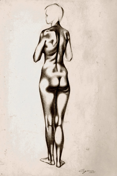 Рисунок под названием "Naked girl" - Николай Седнин (Nicolas Sedninne), Подлинное произведение искусства, Графит