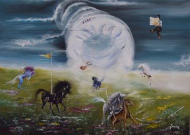绘画 标题为“Cirque.jpg” 由Michele Sevilla, 原创艺术品, 油 安装在木质担架架上