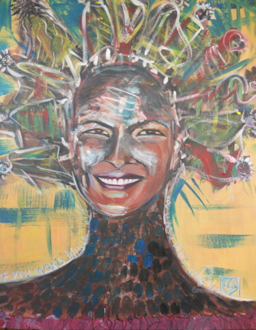 绘画 标题为“Waris Dirie” 由Clotilde Lienhardt (CLO), 原创艺术品, 丙烯