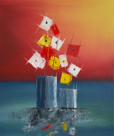 Peinture intitulée "Bouquet de fleurs 1…" par Patrice Butel, Œuvre d'art originale, Huile