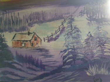 Peinture intitulée "La Cabane" par Pascal Jung, Œuvre d'art originale, Huile