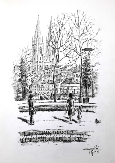 Dimanche printanier Dessin intitulée "Dimanche printanier" par Jean-Paul Ramon, Œuvre d'art originale, Encre
