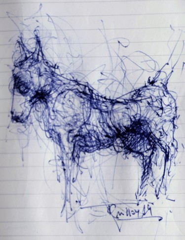 图画 标题为“Du Hund! (1)” 由Stephan Rodriguez Warnemünde, 原创艺术品, 圆珠笔