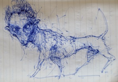 图画 标题为“Du Hund! (2)” 由Stephan Rodriguez Warnemünde, 原创艺术品, 圆珠笔