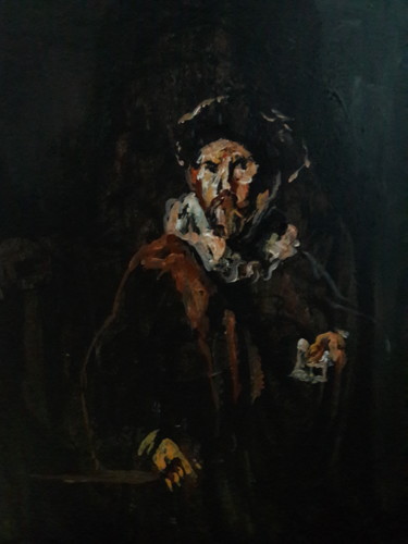 Painting titled "Rembrandt étude.." by Sam Keusseyan, Original Artwork, Acrylic