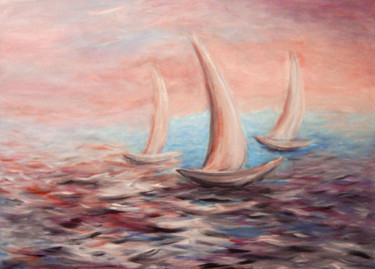 绘画 标题为“3 Sailboats” 由Kristina Valić, 原创艺术品, 丙烯
