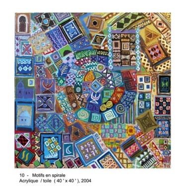 Peinture intitulée "Motifs en spirale" par M'Hamed Saci, Œuvre d'art originale