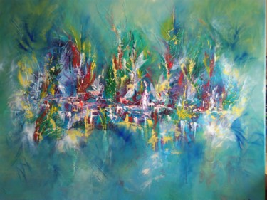 Peinture intitulée "Jardin d'eden" par Cathya, Œuvre d'art originale, Acrylique Monté sur Châssis en bois