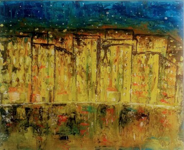Pintura intitulada "Cidade noturna" por Marcus Rodrigues, Obras de arte originais, Acrílico