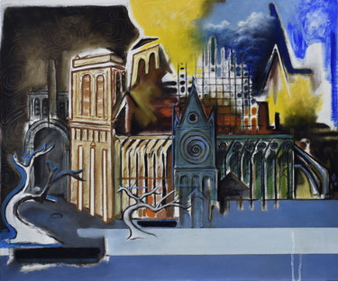 Peinture intitulée "Notre Dame" par Pascal Buffard, Œuvre d'art originale, Huile