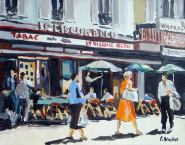 Schilderij getiteld "le disque bleu" door Pascal Brachet, Origineel Kunstwerk, Olie