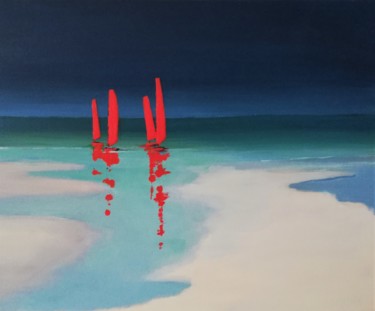 Peinture intitulée "Voiles rouge" par Roland Guyomard, Œuvre d'art originale, Acrylique