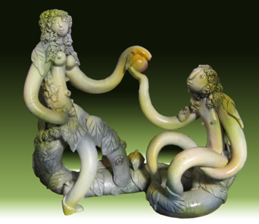 Scultura intitolato "Искушение.jpg" da Roman Benderskiy, Opera d'arte originale, Ceramica