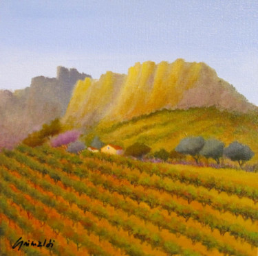 Painting titled "Vignes de Montmirail" by Graciela Grimaldi, Original Artwork, Acrylic Mounted on Wood Stretcher frame
