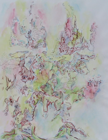 Peinture intitulée "Philosophe" par Nadama, Œuvre d'art originale, Encre