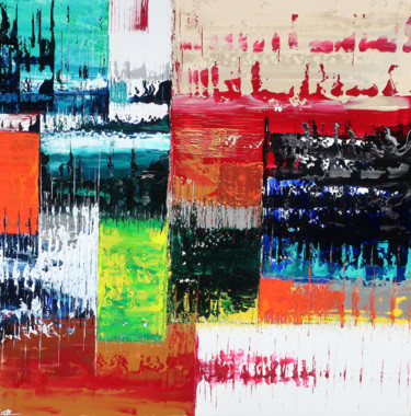 Painting titled "tableau de 100 sur…" by Hélène Dekoninck, Original Artwork, Acrylic Mounted on Wood Stretcher frame