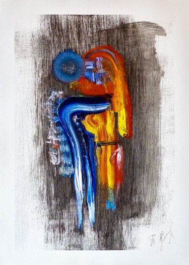 KISS. Abstract Original Painting Unframed A3 Paper Peinture intitulée "KISS. Abstract Orig…" par Retne, Œuvre d'art originale, Encre