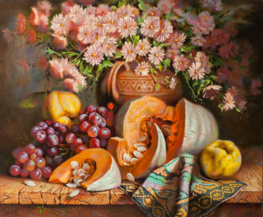 Peinture intitulée "Still-life with pum…" par Oleg Khoroshilov, Œuvre d'art originale, Acrylique