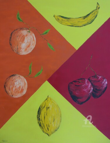 Schilderij getiteld "Les fruits naturels." door Roberto Urbano, Origineel Kunstwerk, Olie