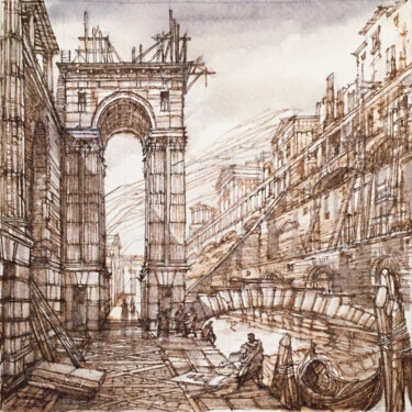 Day Dream Of The Architect Peinture intitulée "Day Dream Of The Ar…" par Andrei Svistunov, Œuvre d'art originale, Encre