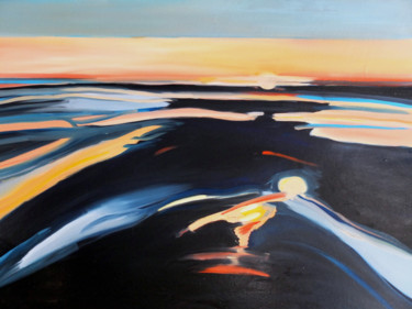 Painting titled "Couché de soleil" by Brigitte Starckmann, Original Artwork, Oil
