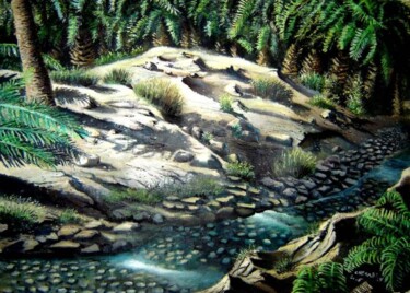 Pittura intitolato "au de sous du palmi…" da Peintrecherabi, Opera d'arte originale