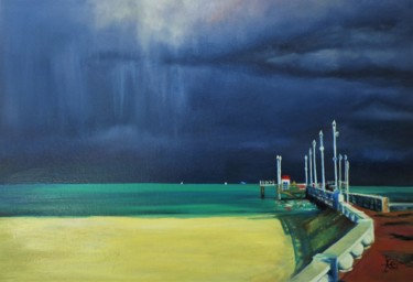 Ocean, mer: "Arcachon. Après l'orage" Peinture intitulée "Ocean, mer: "Arcach…" par Elena Cotté, Œuvre d'art originale, Huile Monté sur Châssis en bois