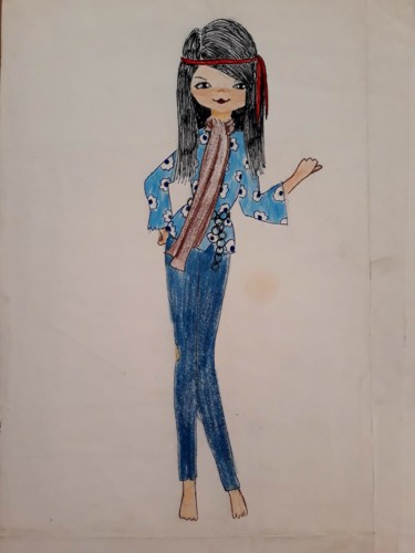 Dessin intitulée "Je dois m'en aller" par Myriam Gylon, Œuvre d'art originale, Conté