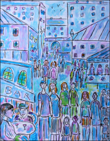Painting titled "Vivre en paix1" by Jean Mirre, Original Artwork, Oil