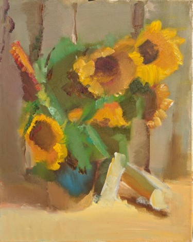 Sunflowers. Original artwork, painted from nature Painting titled "Sunflowers. Origina…" by Irina Žagata, Original Artwork, Oil
